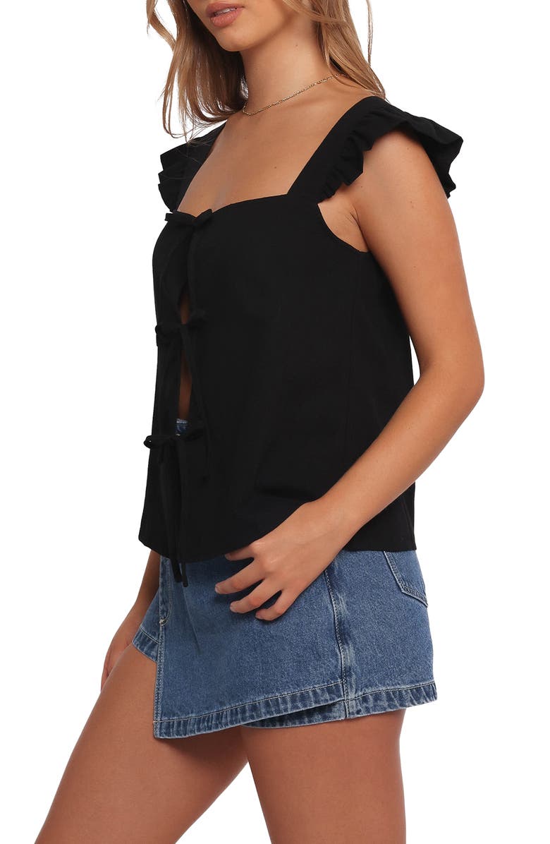 Petal & Pup Elsie Cotton Tie Front Top, Alternate, color, Black