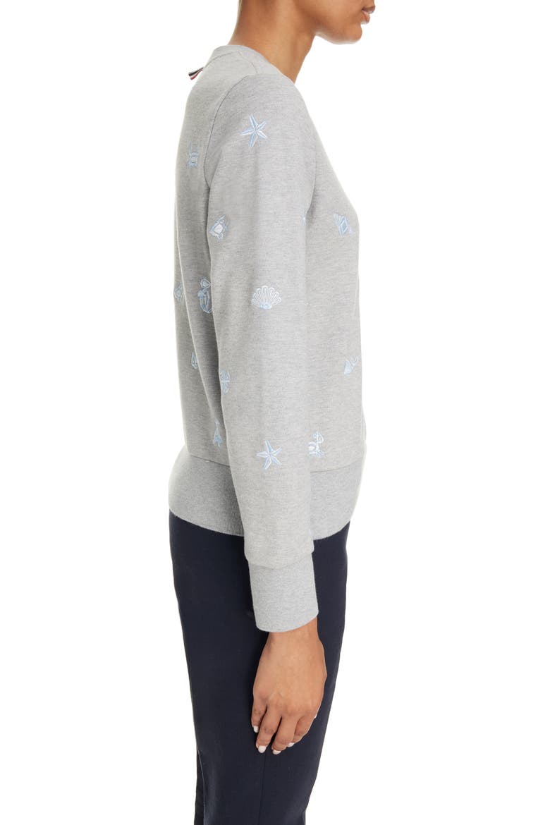 Nautical Embroidered French Terry Sweatshirt, Alternate, color, LIGHT GREY
