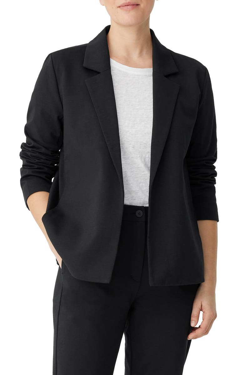 Eileen Fisher Organic Cotton Blend Blazer, Main, color, Black
