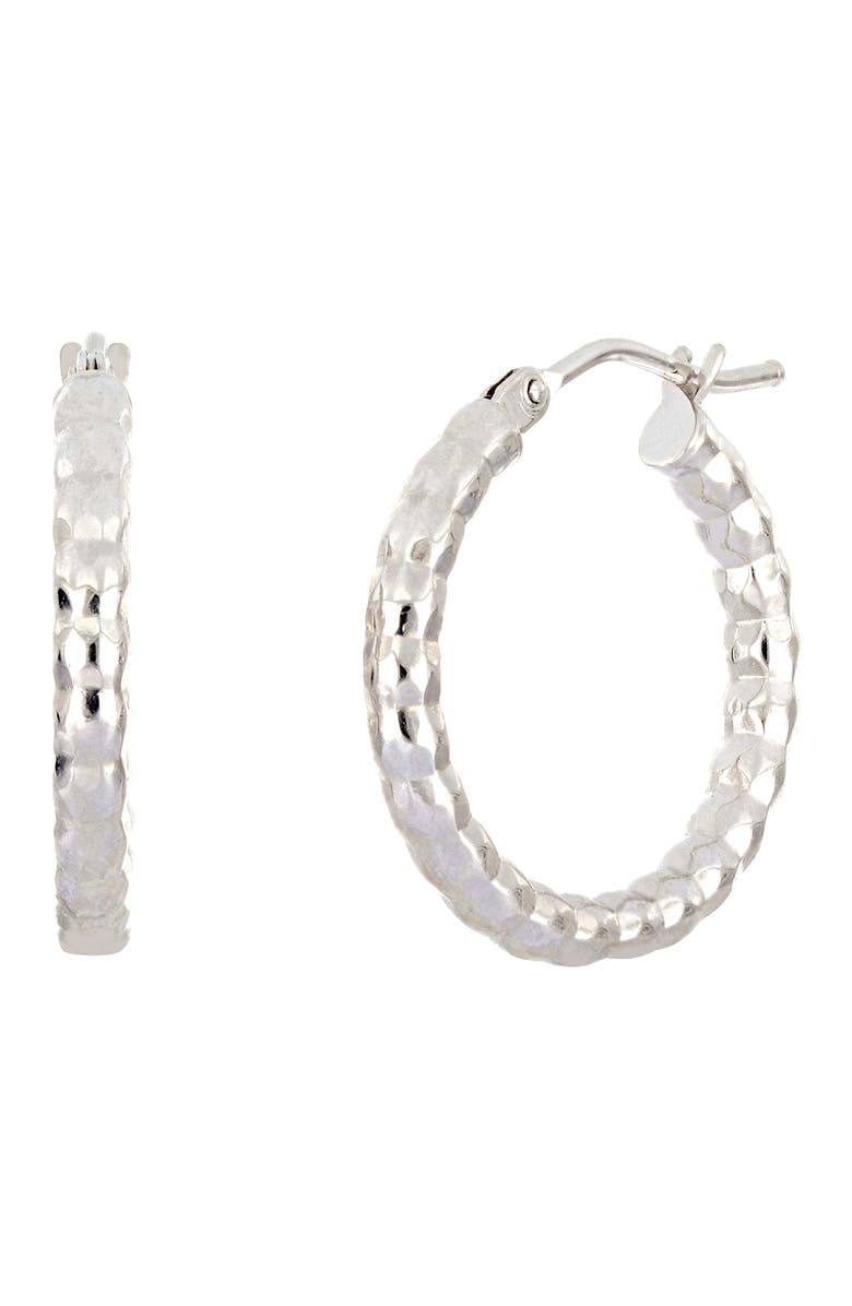 Bony Levy 14k White Gold 15mm Textured Hoop Earrings, Main, color,