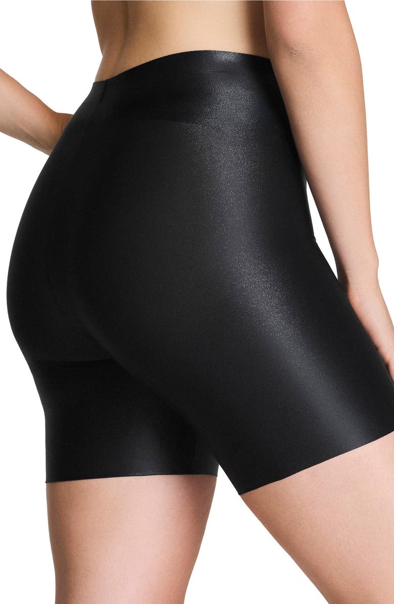 SPANX<sup>®</sup> SPANXshape<sup>™</sup> LuxeShine Mid-Thigh Short, Alternate, color, Very Black Gunmetal Foil
