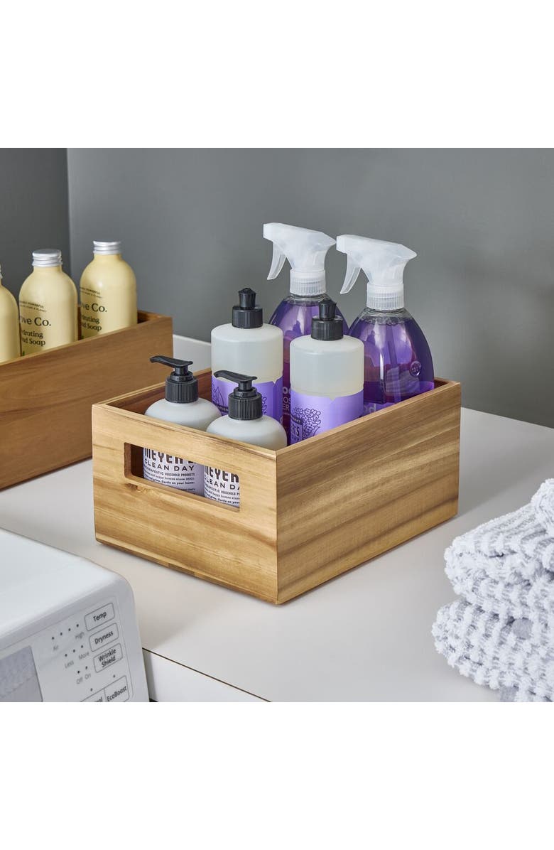 iDesign Acacia Wood Pantry Storage Bin with Handles, Alternate, color, Natural