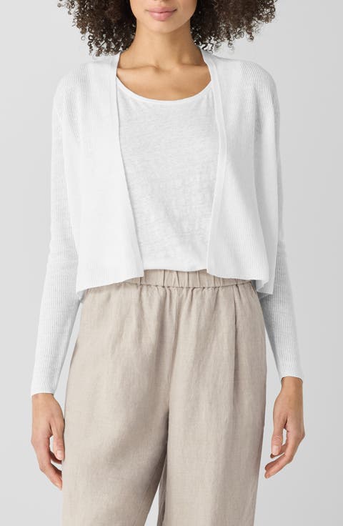 Eileen Fisher Organic Linen & Organic Cotton Cardigan (Regular & Petite)
