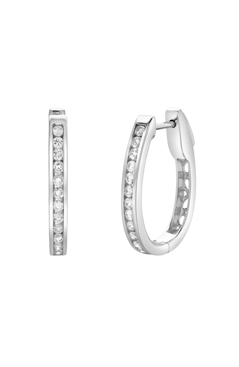 LuvMyJewelry Lavendelle Channel-Set Diamond Huggie Hoop Earrings in 14K Gold, Alternate, color, 14K White Gold