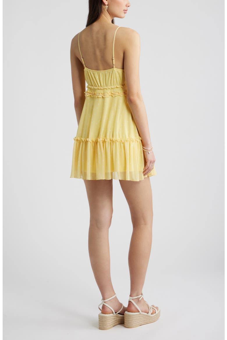 Ruffle Tie Front Tiered Mini Sundress, Alternate, color, YELLOW POPCORN EDIT DOT