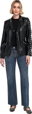 ELLE Collection Studded Faux Leather Blazer