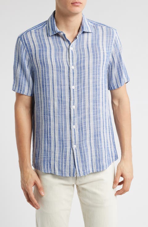 Penning Stripe Short Sleeve Button-Up Shirt