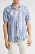 Robert Barakett Penning Stripe Short Sleeve Button-Up Shirt