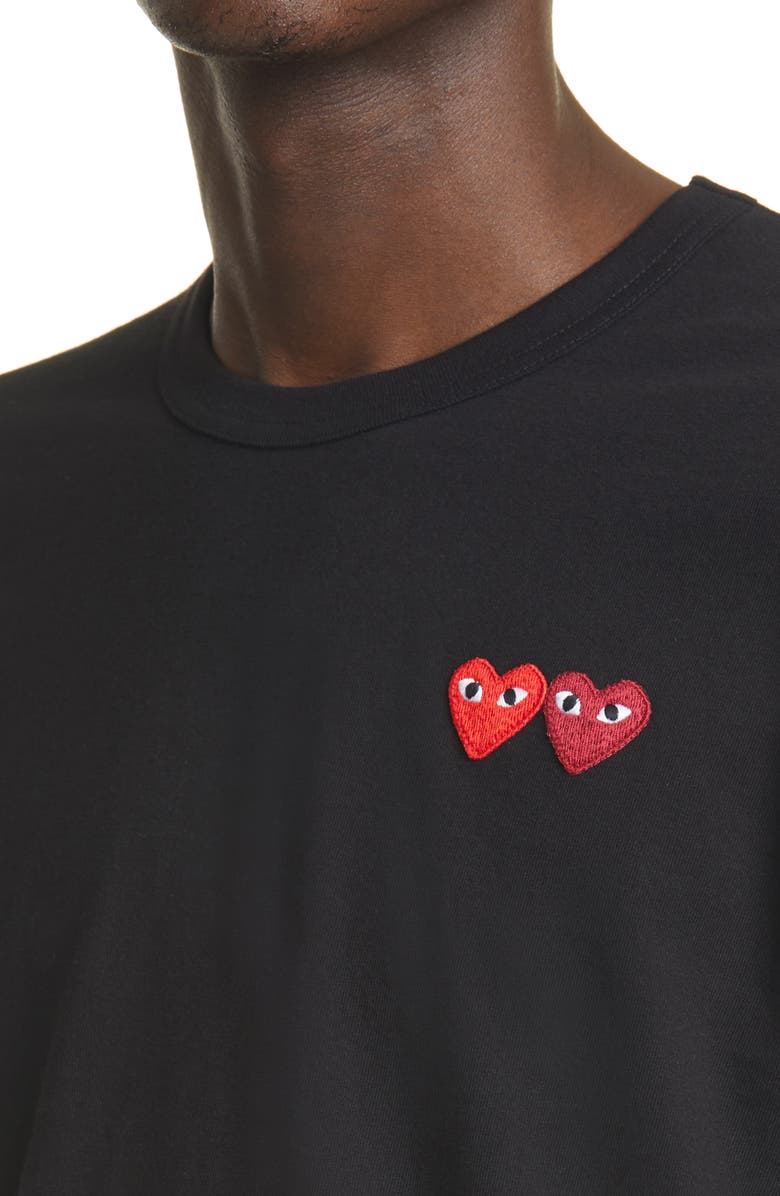 Comme des Garçons PLAY Twin Hearts Slim Fit Jersey T-Shirt, Alternate, color,