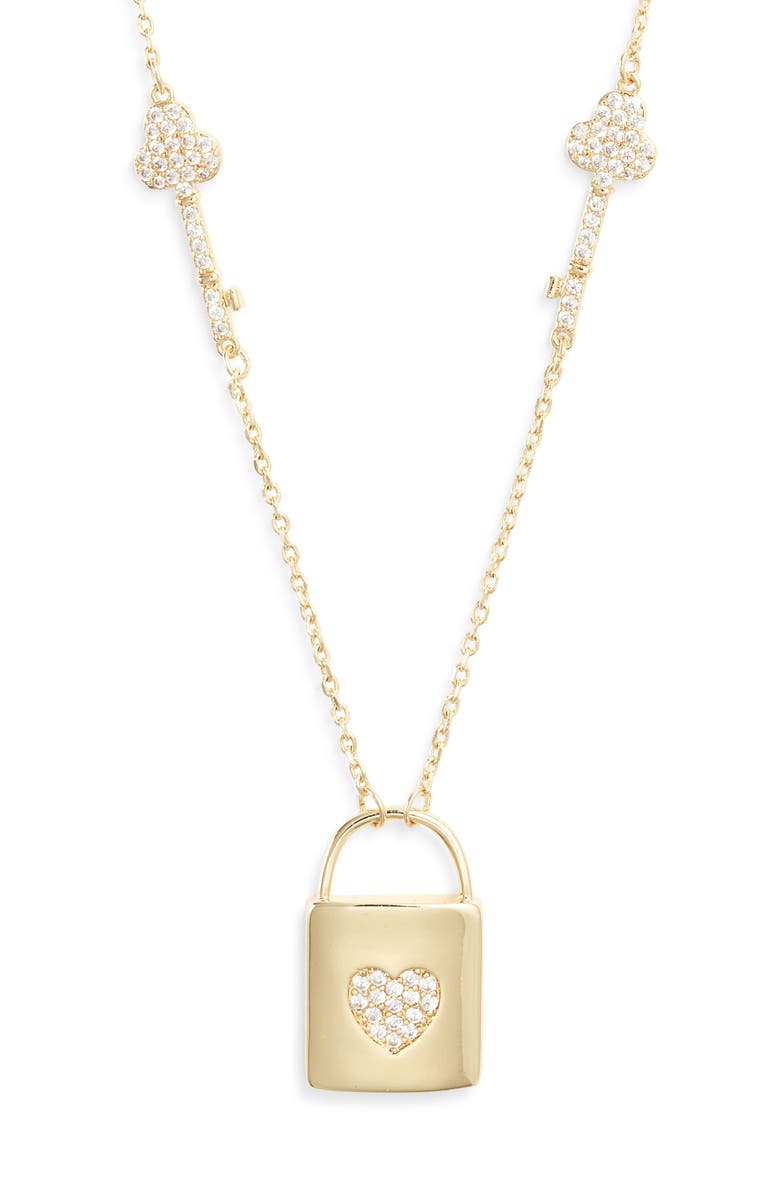 Chelsea28 Pavé Cubic Zirconia Locket Pendant Necklace, Alternate, color, Clear- Gold