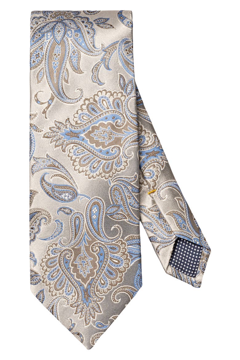 Paisley Silk Tie, Main, color, LIGHT GREY