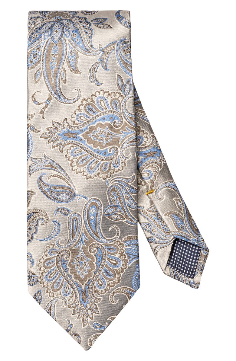 Eton Paisley Silk Tie, Main, color, Light Grey