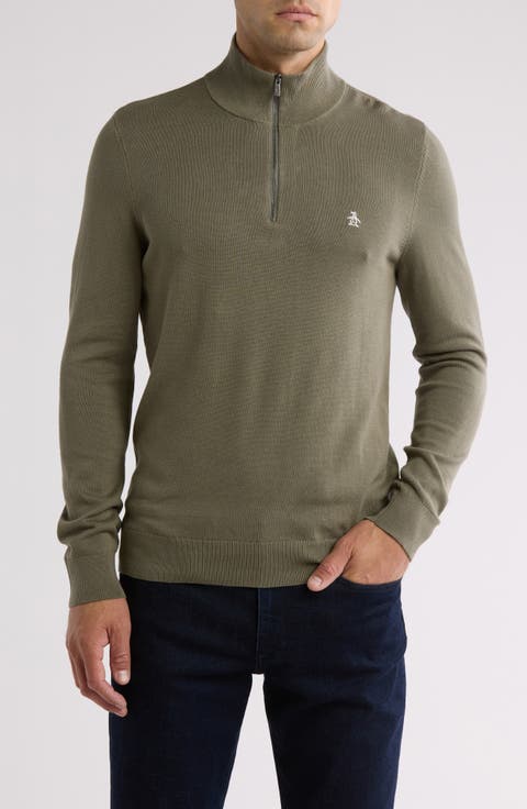 Half Zip Cotton Jersey Sweater