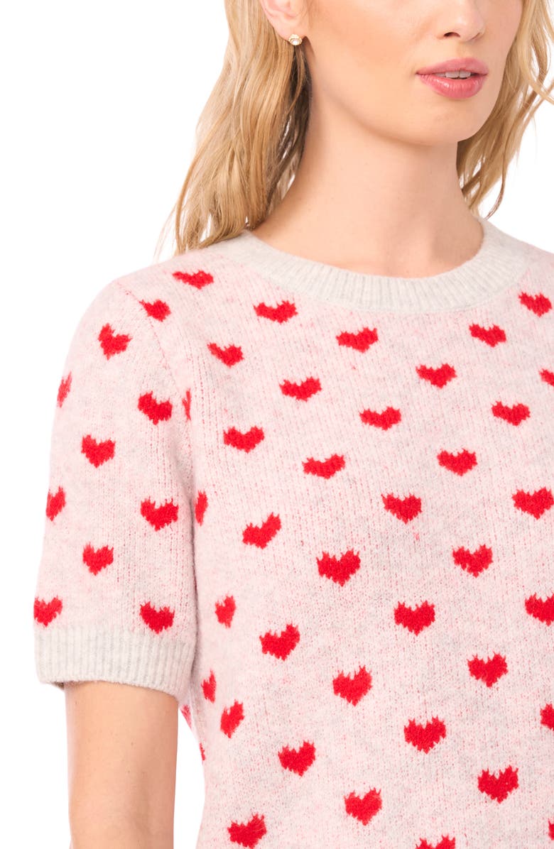 CeCe Heart Short Sleeve Crewneck Sweater, Alternate, color, Jazz Club