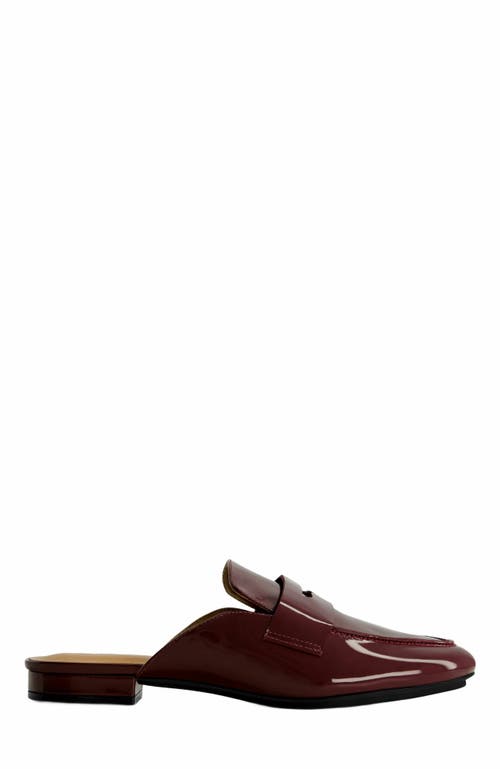 Bernardo Patent Leather Penny Loafer Mules In Burgundy