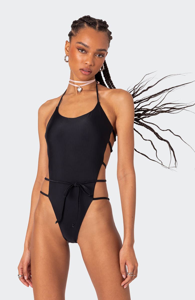 EDIKTED Strappy One-Piece Swimsuit, Alternate, color,