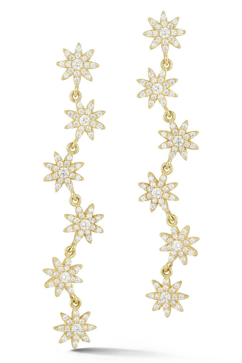 Cubic Zirconia Star Drop Earrings, Main, color, GOLD
