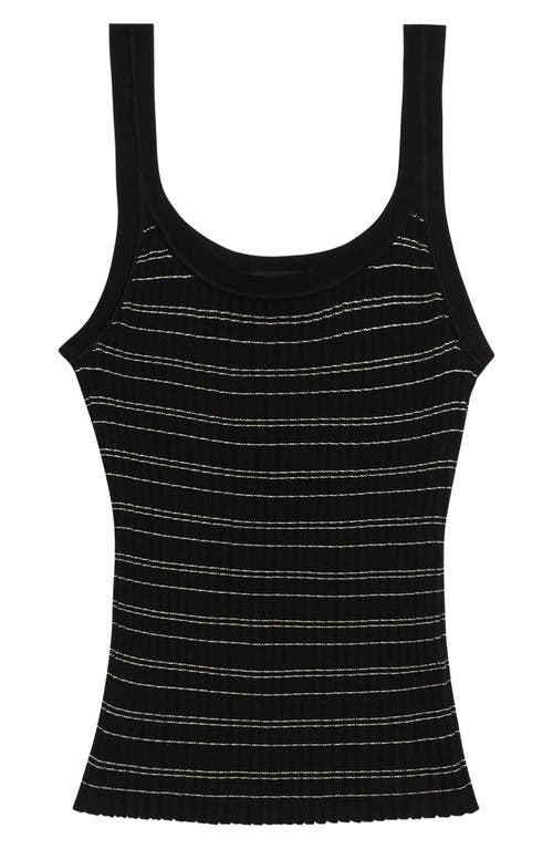 Theory Ribbed Contrast Stripe Tank In Black