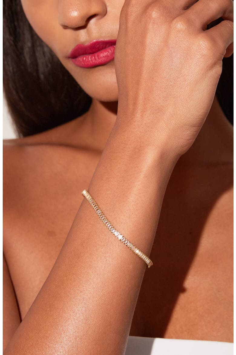 Lab Grown Morganite Baguette Tennis Bracelet, Alternate, color, Yellow Gold Vermeil