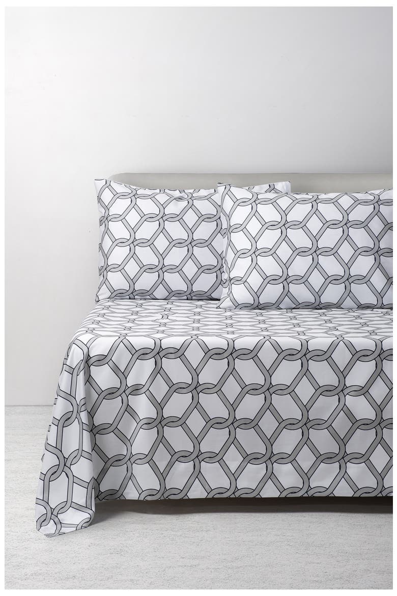 Four-Piece Chain Link Sheet Set, Alternate, color, GREY