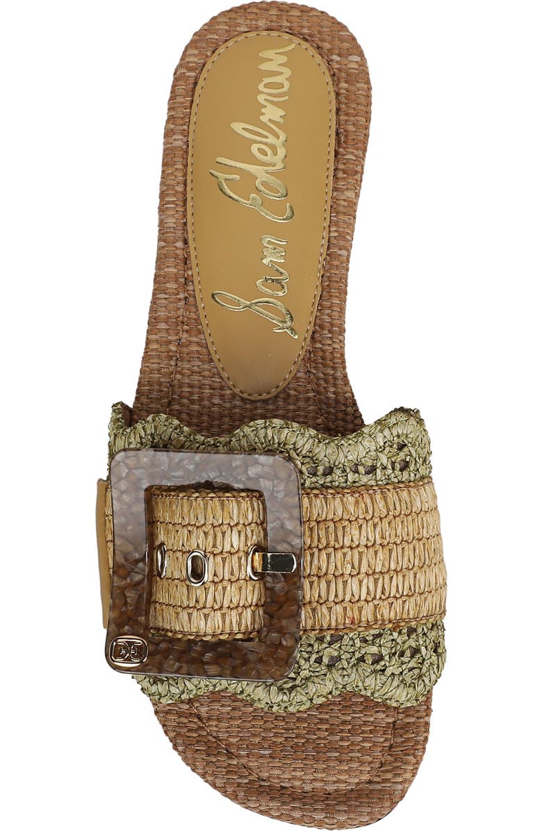 Sam Edelman Bambi Raffia Buckle Slide Sandal, Alternate, color, Washed Sage/ Amber Tan