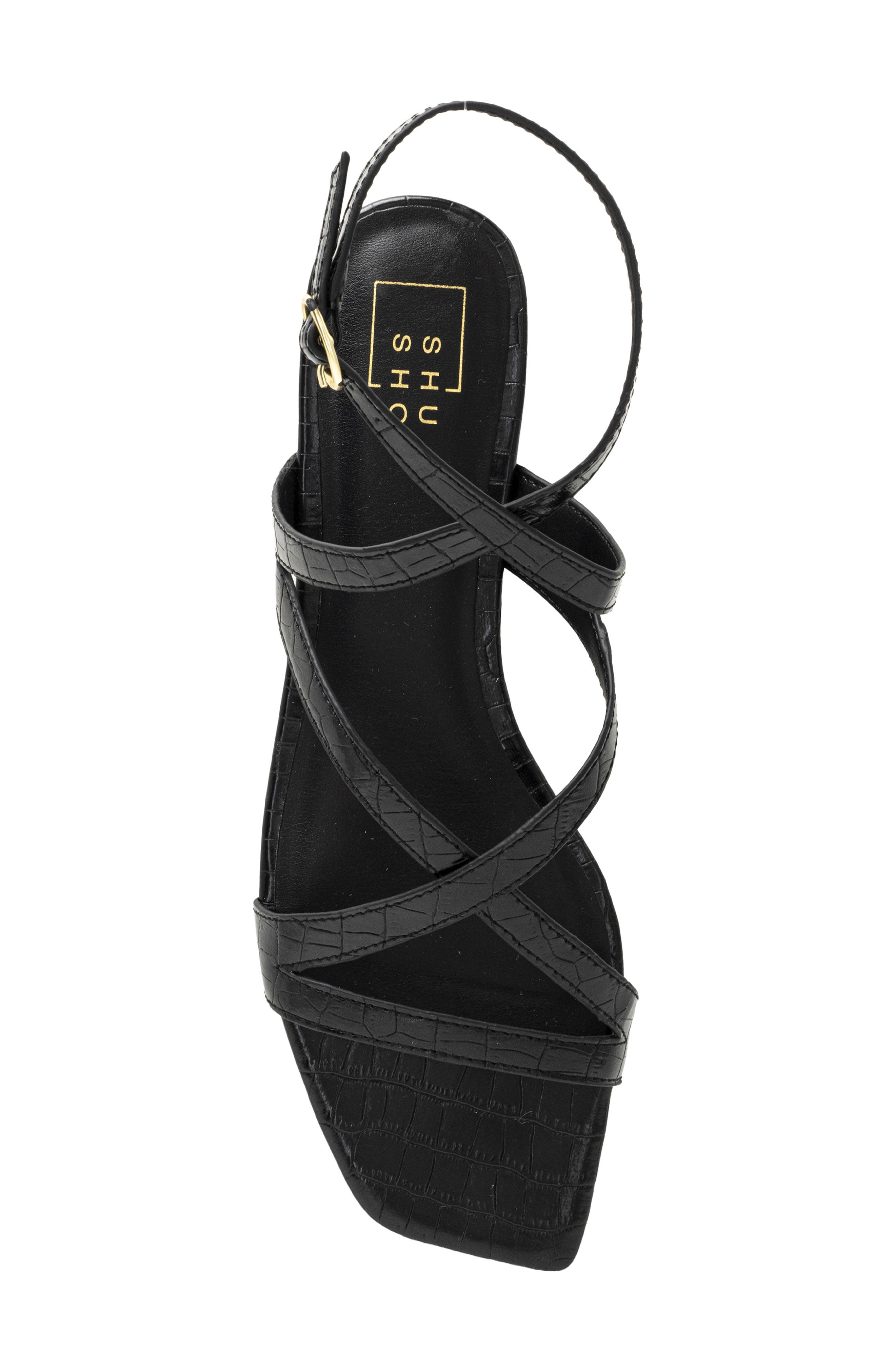 SHUSHOP Cecilia Ankle Strap Sandal, Alternate, color, Black Croco