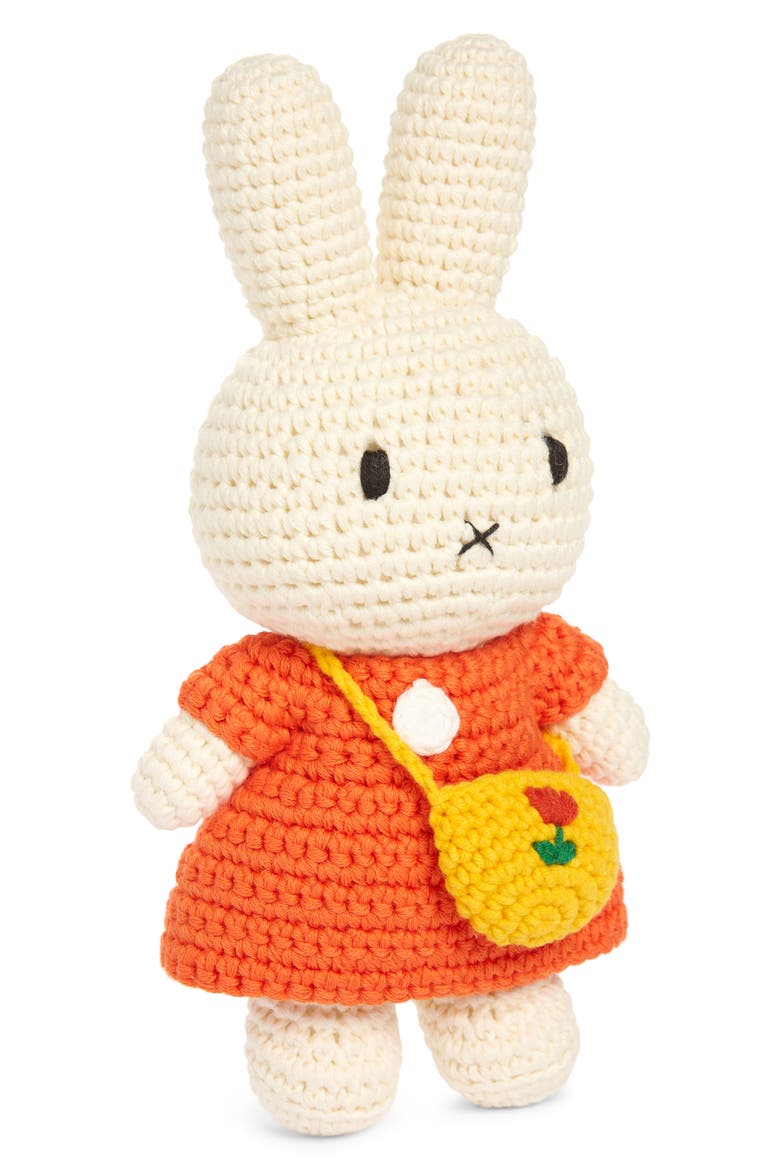 Miffy & Her Orange Dress & Tulip Bag Crocheted Stuffed Animal, Main, color, ORANGE