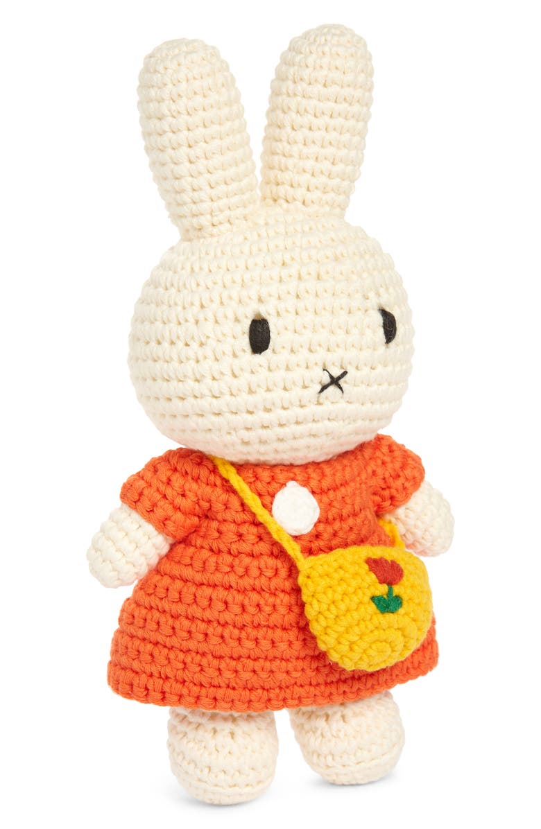 Just Dutch Miffy & Her Orange Dress & Tulip Bag Crocheted Stuffed Animal, Main, color, Orange
