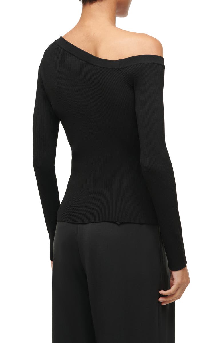 STAUD Craftsman One-Shoulder Rib Cardigan, Alternate, color, 