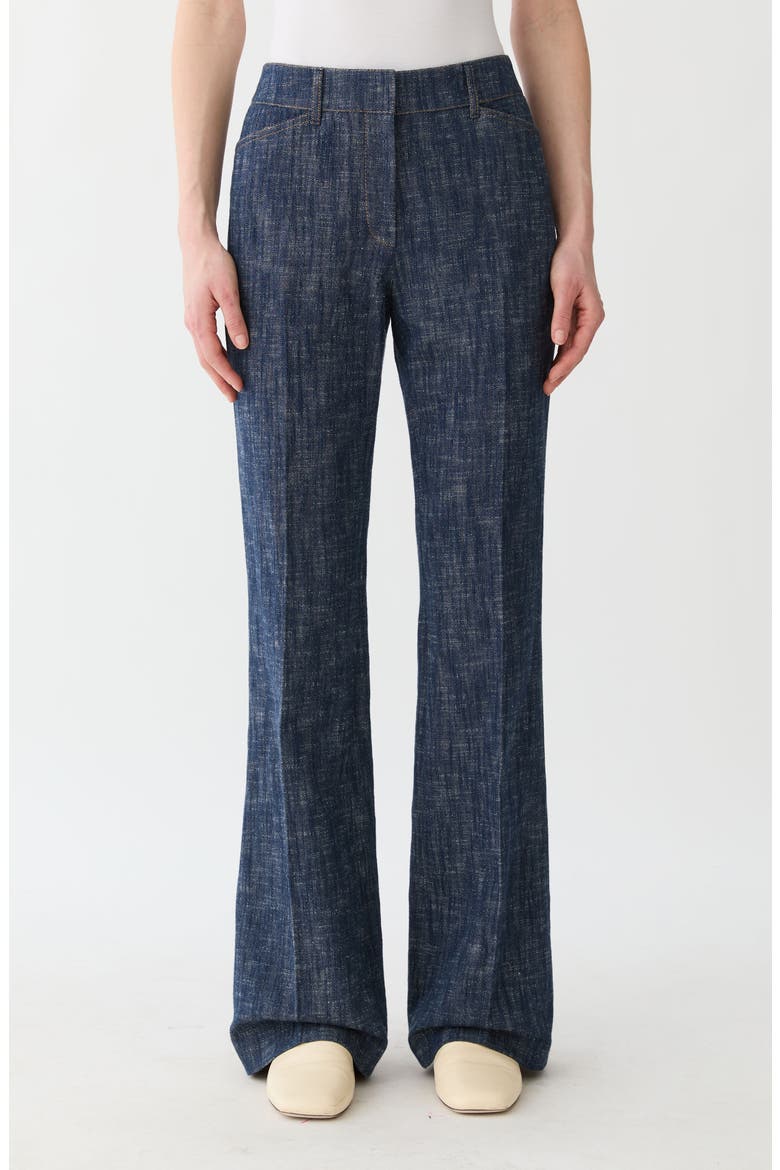 Reade Cotton & Linen Flare Leg Pants, Main, color, INDIGO