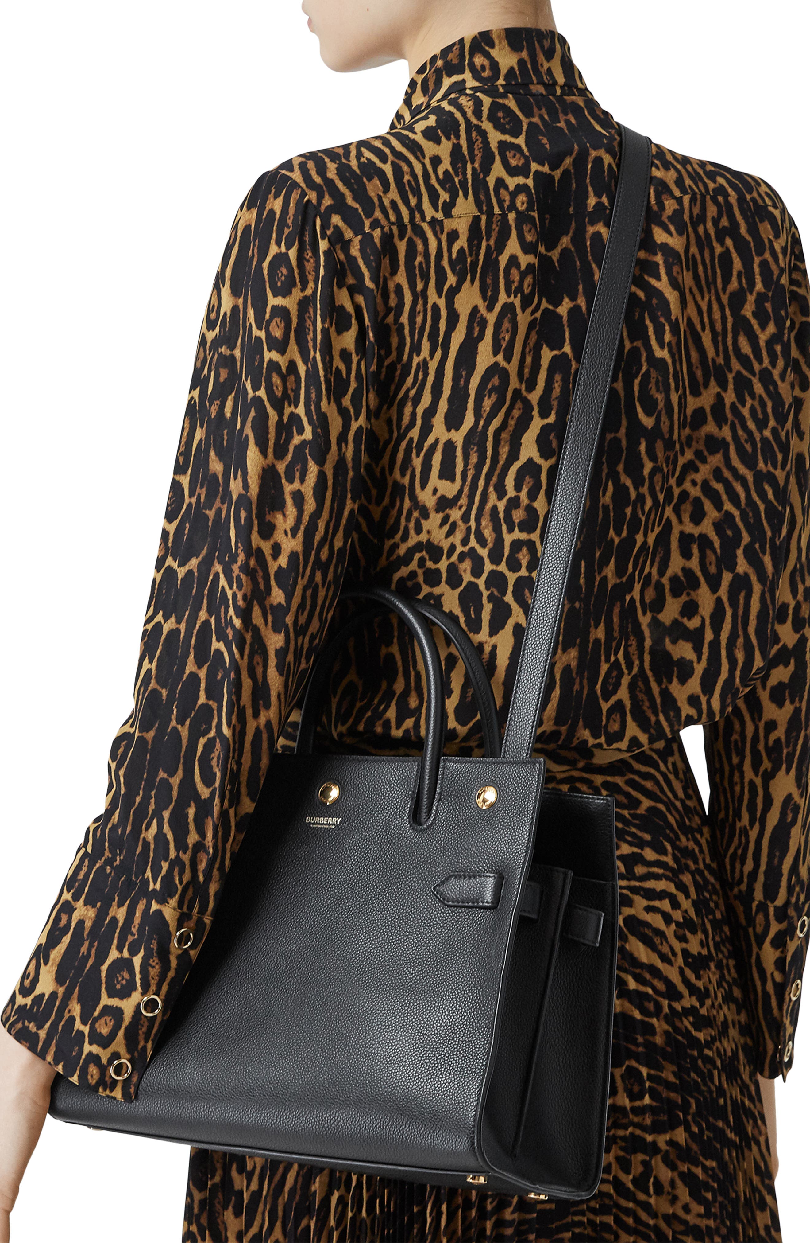 Burberry Small Title Two-Handle Leather Bag, Alternate, color, 