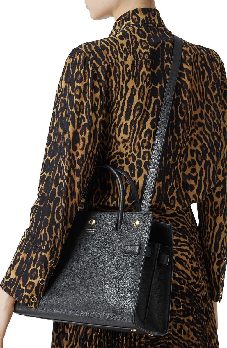 Burberry Small Title Two-Handle Leather Bag, Alternate, color,