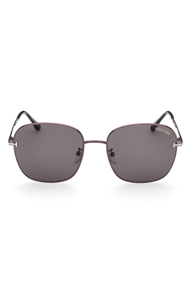 TOM FORD 59mm Round Sunglasses, Main, color, Shiny Gunmetal / Smoke
