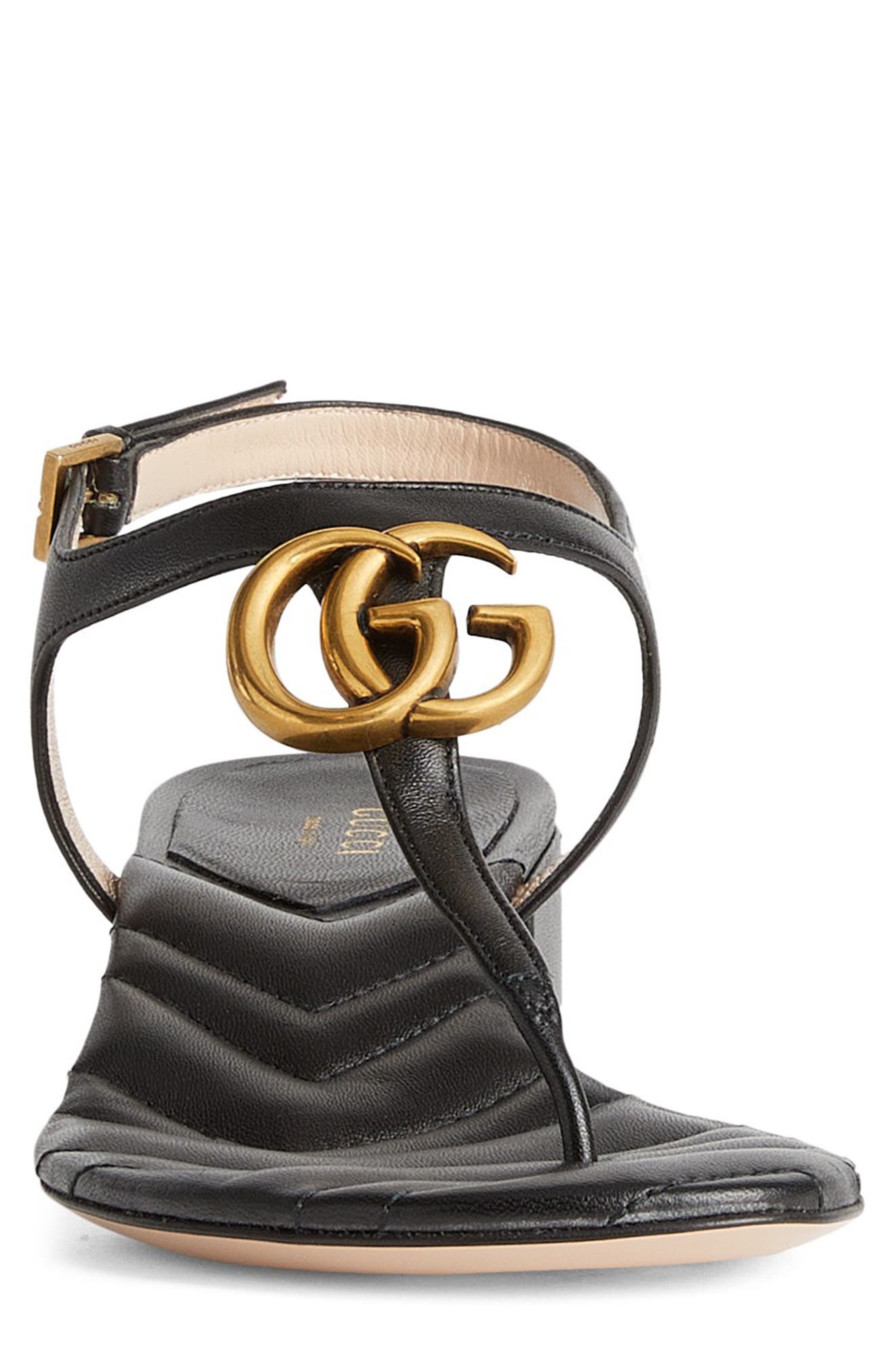 Gucci GG Logo Sandal, Alternate, color, Nero