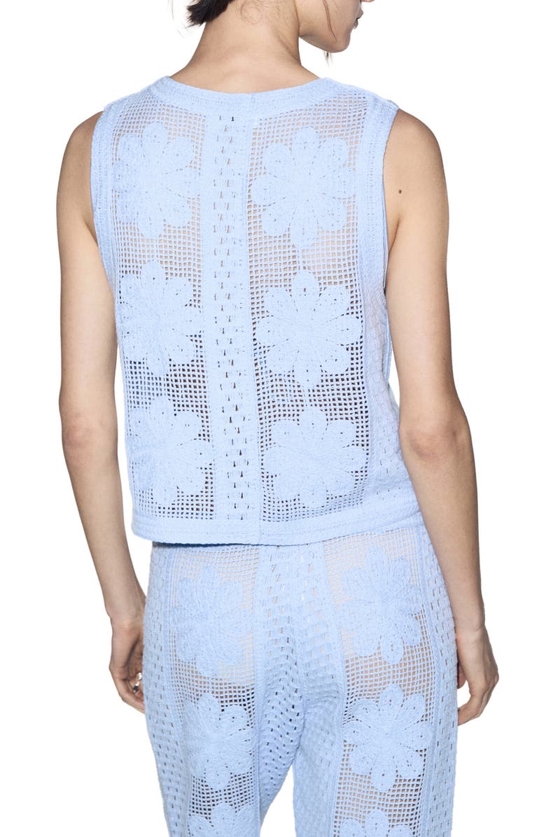 MANGO Openwork Knit Vest, Alternate, color, Sky Blue