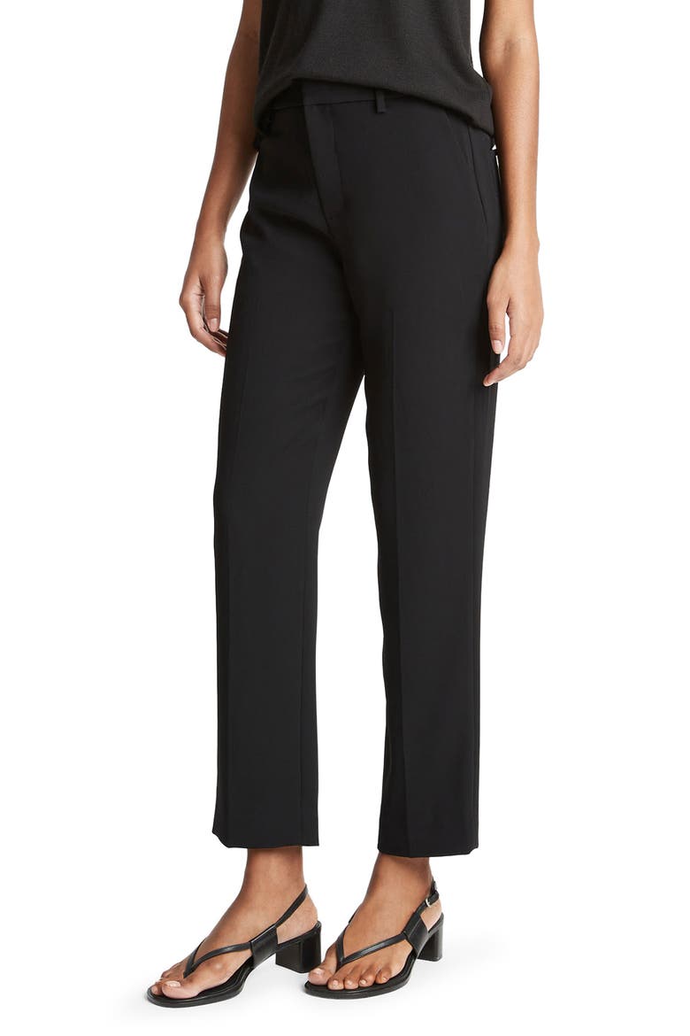 Tailored Straight Leg Crepe Pants, Alternate, color, BLACK