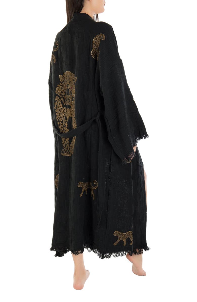 Forever & Always Shoes Calypso Handmade Leopard Cotton Robe Cover-Up, Alternate, color,