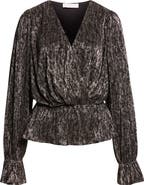 Ramy Brook Jean Metallic Lamé Faux Wrap Top