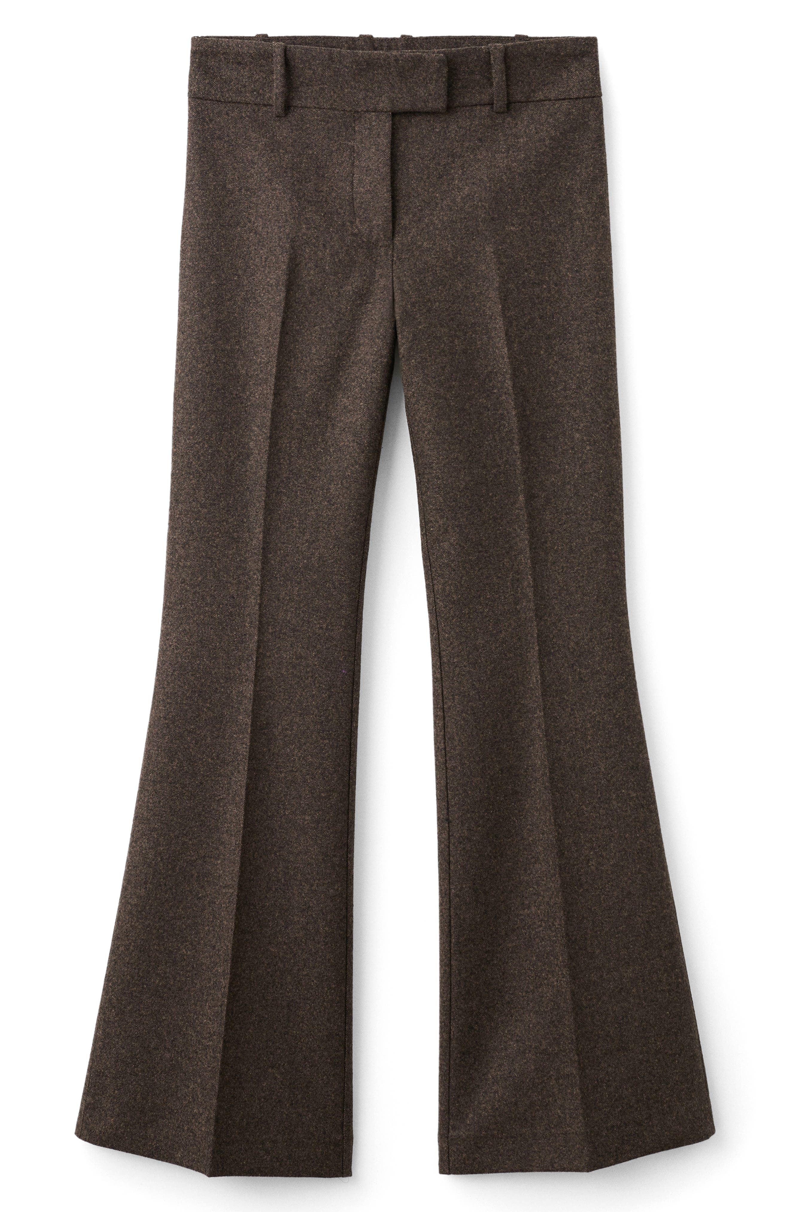MANGO Heathered Wool Blend Flare Pants