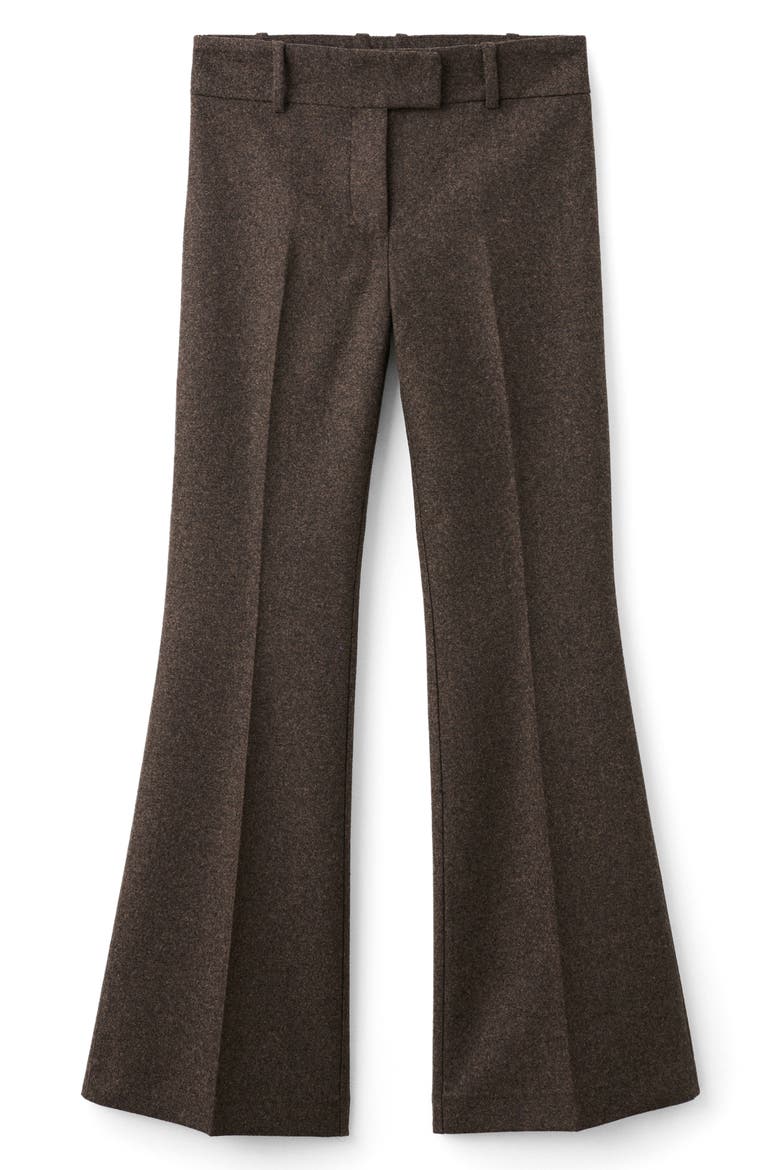 Heathered Wool Blend Flare Pants, Main, color, BROWN