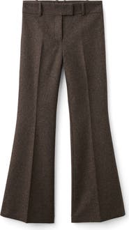 MANGO Heathered Wool Blend Flare Pants