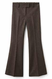 MANGO Heathered Wool Blend Flare Pants