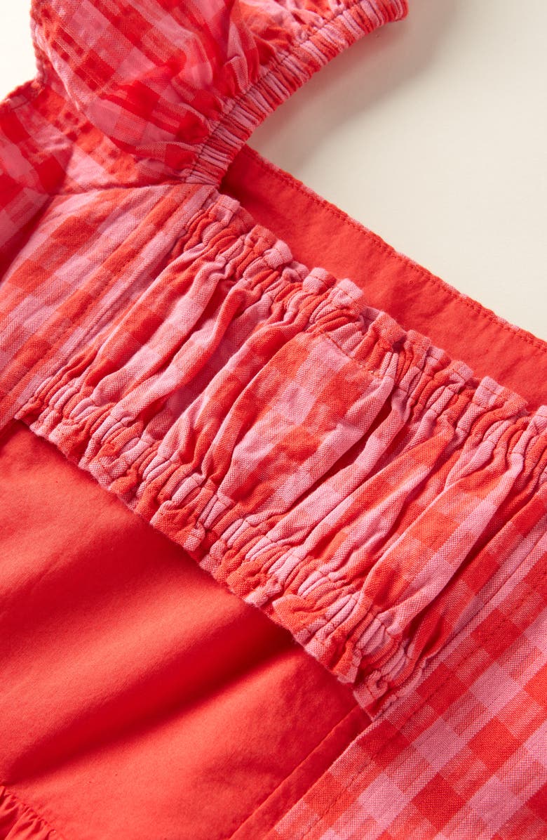 Nordstrom Kids' Gingham Flutter Romper, Alternate, color, Red Lollipop- Pink Gingham