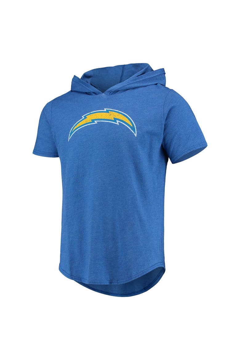 Men's Majestic Threads Derwin James Jr. Heathered Powder Blue Los Angeles Chargers Player Name & Number Tri-Blend Hoodie T-Shirt, Alternate, color, Powder Blue