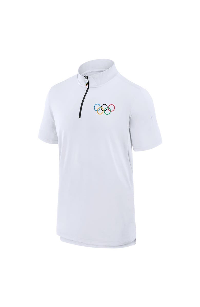 FANATICS Men's Fanatics Branded White Olympic Games Union Bar Quarter-Zip Polo, Alternate, color, White