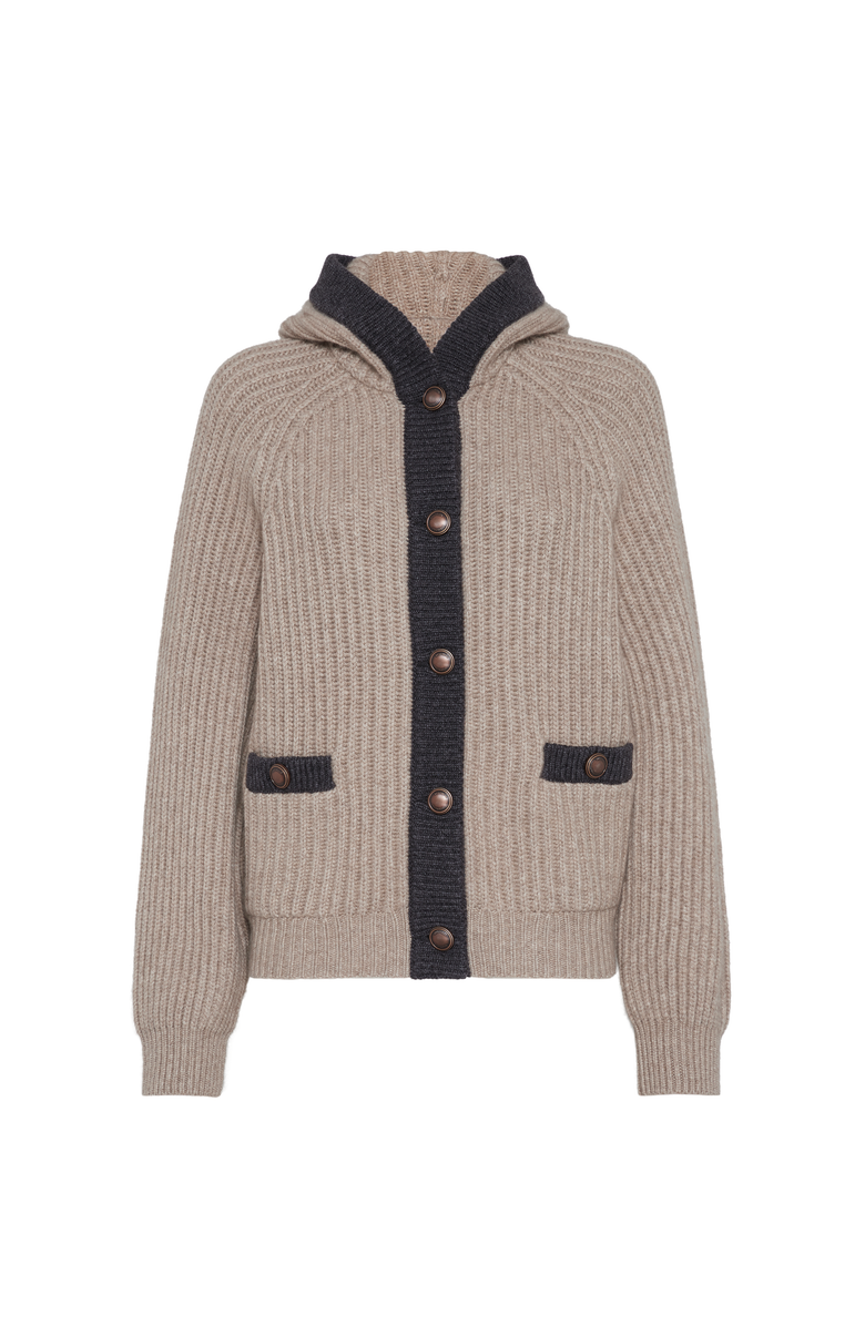 Brunello Cucinelli Cashmere Feather yarn cardigan, Main, color, Warm Beige