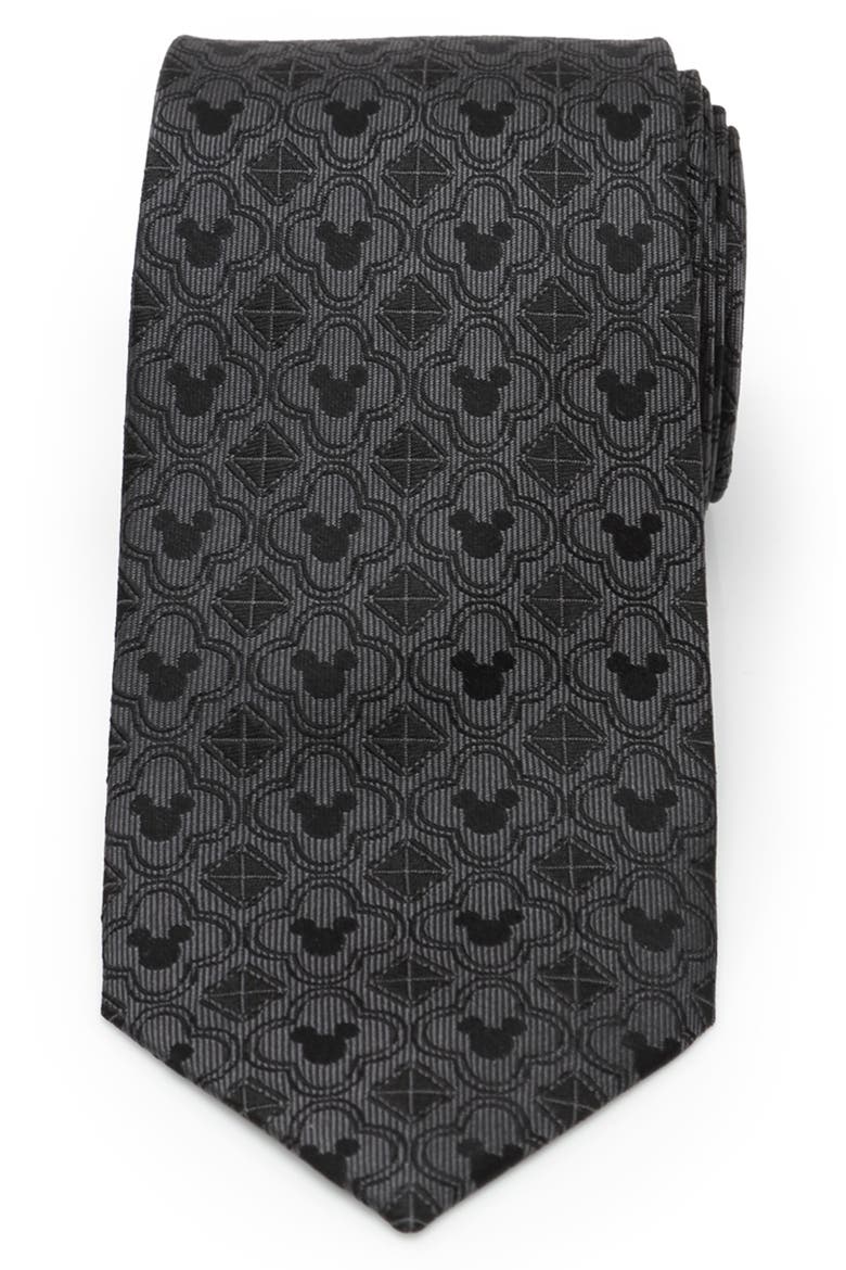 Mickey Mouse Geometric Silk Tie, Main, color, BLACK