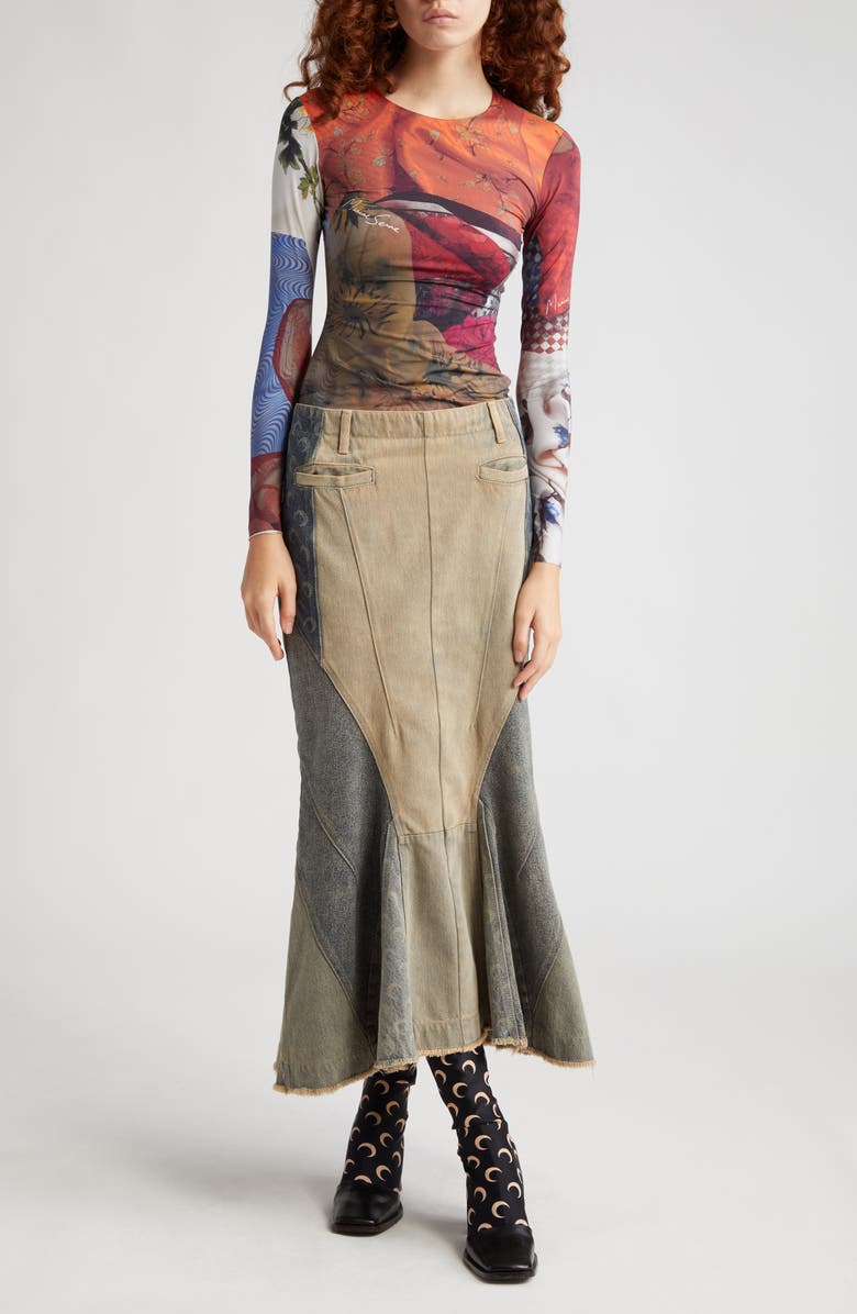 Marine Serre Scarf Print Recycled Jersey Top, Alternate, color,