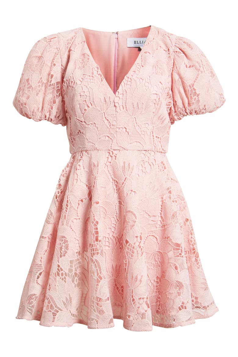 zara lace dress pink ZARA women blush pink lace overlay short sleeve ruffle hem midi dress L