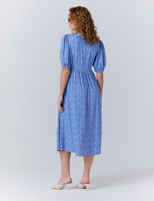 Ghost London Nellie Crepe Collared Midi Smock Dress In Animal Print